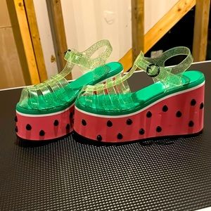 Watermelon platform jelly sandals
